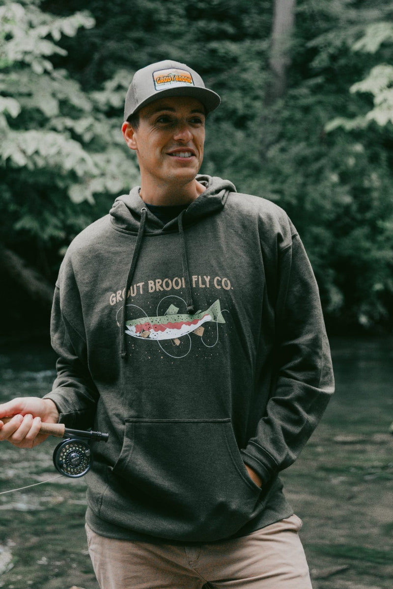 Olive Rainbow Trout Hoodie – Grout Brook Outdoors